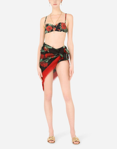 Dolce & Gabbana High-waisted bikini bottoms with rose print outlook