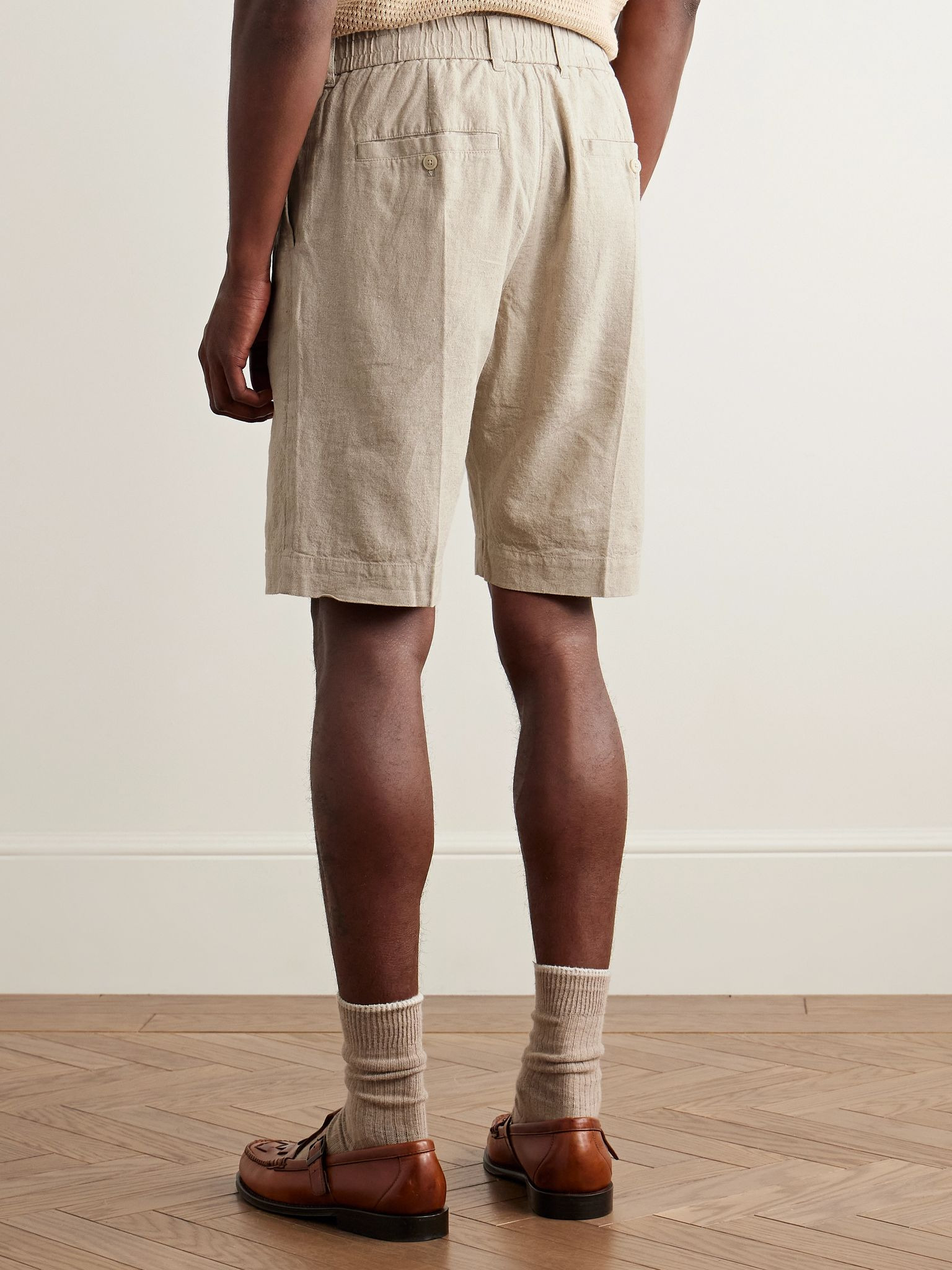 Billie 5397 Straight-Leg Linen and Organic Cotton-Blend Shorts Cream - 4