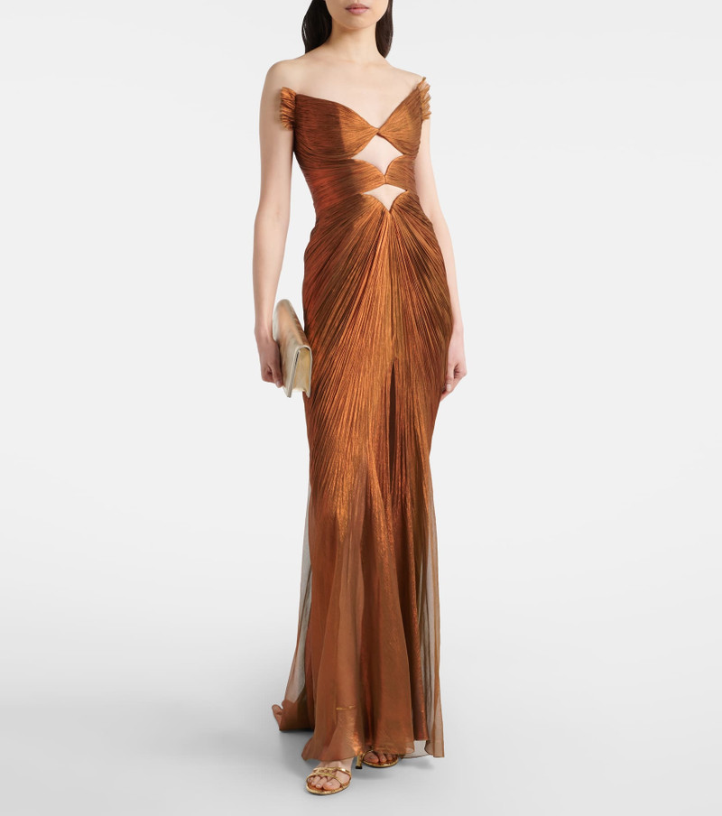 MARIA LUCIA HOHAN Cutout pleated silk gown outlook