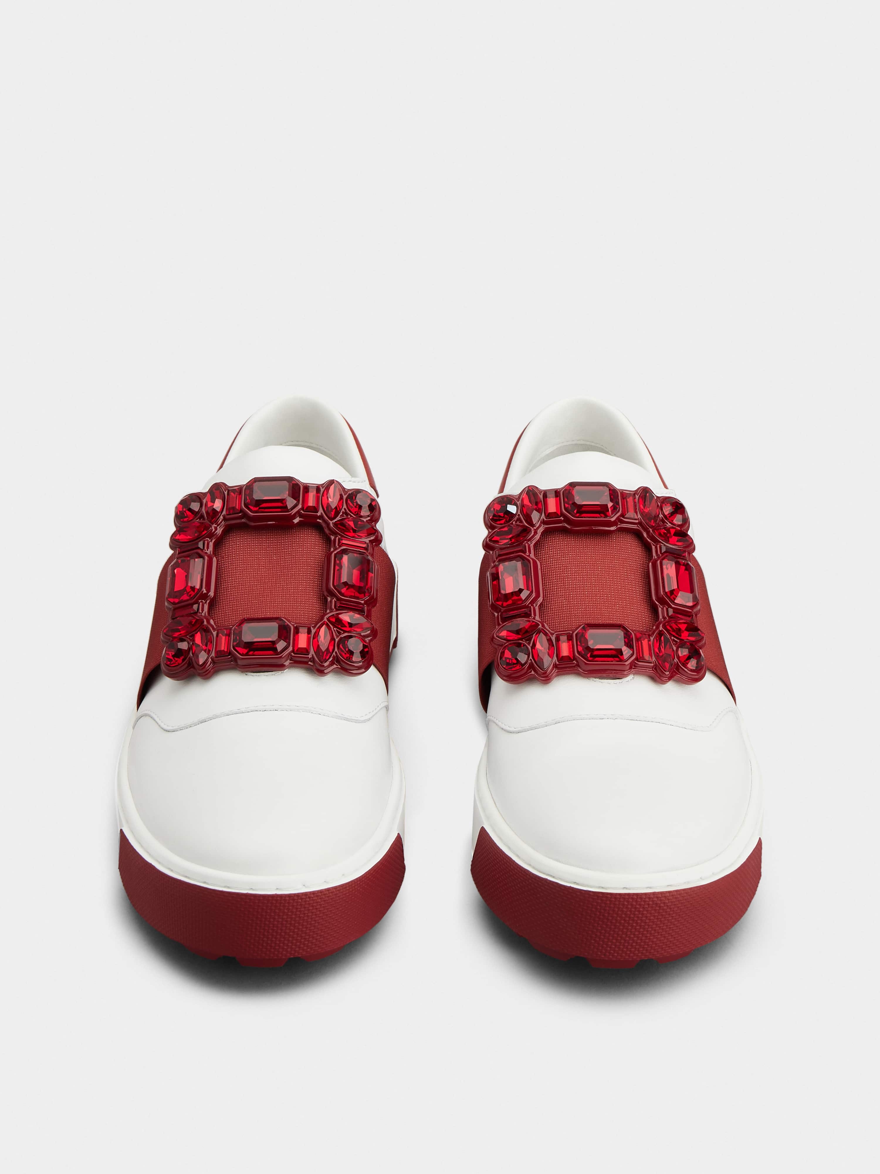 Very Vivier Strass Buckle Sneakers in Leather - 8