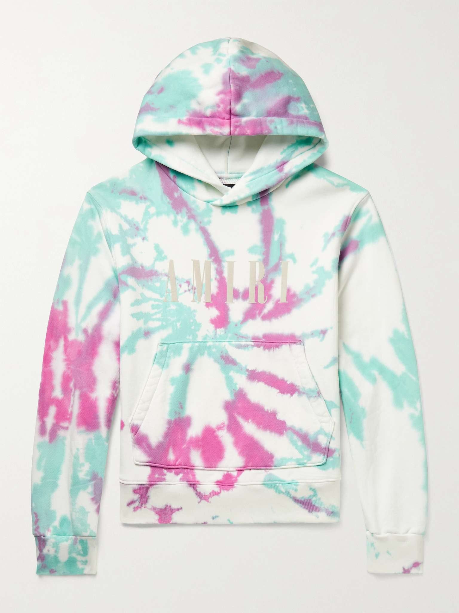 Logo-Flocked Tie-Dyed Loopback Cotton-Jersey Hoodie - 1