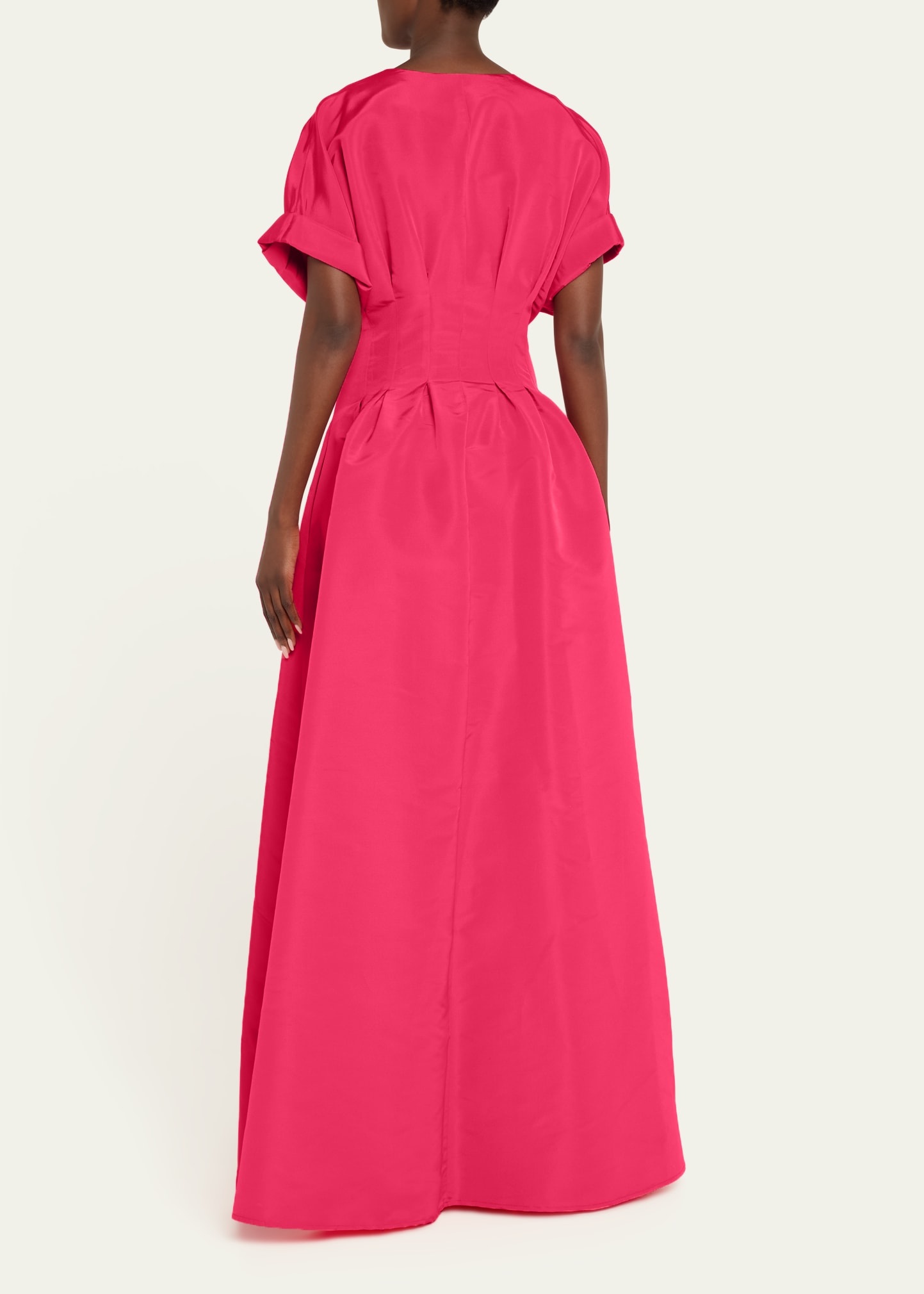 Corset-Waist Short-Sleeve Button-Front Gown - 3