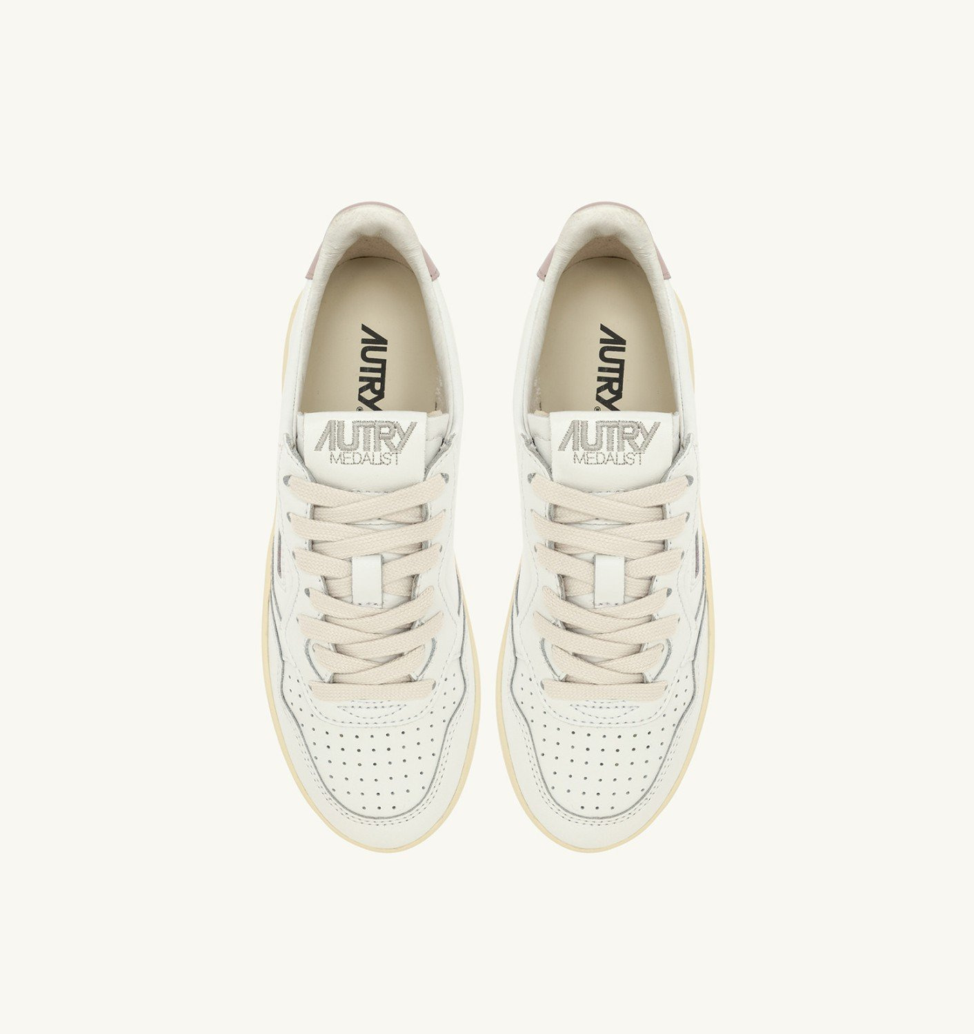 MEDALIST PLATFORM SNEAKERS IN WHITE AND POWDER PINK LEATHER - 5