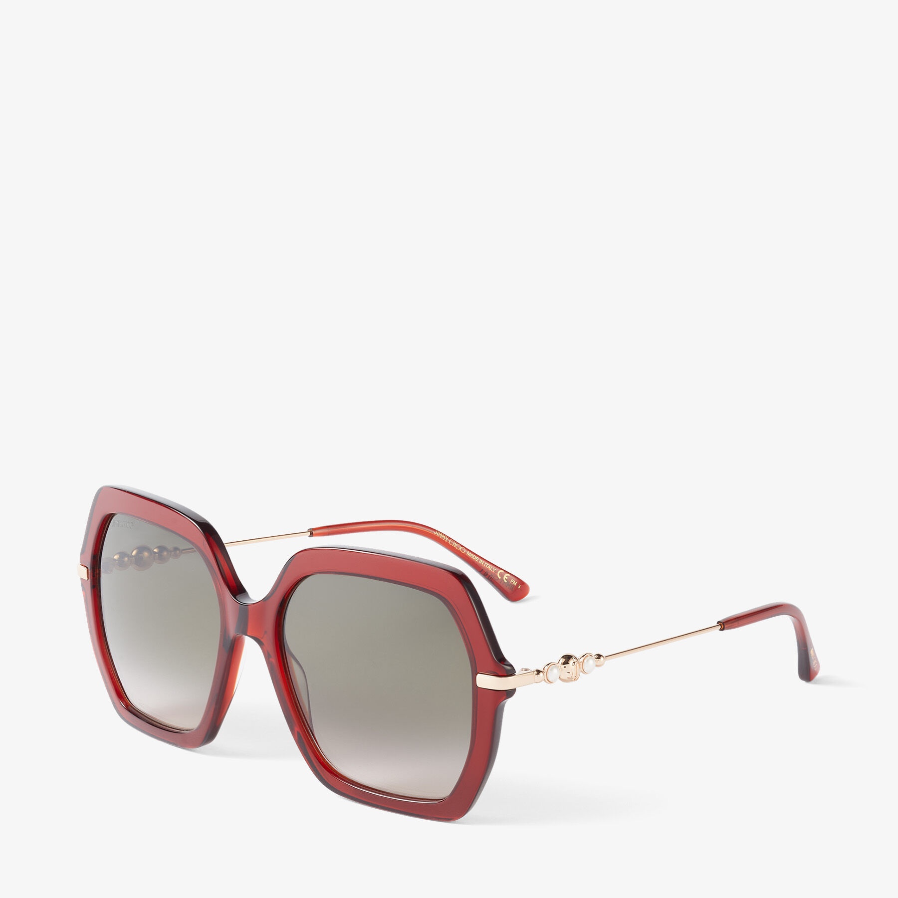 Esther/s 57
Opal Burgundy Square-Frame Sunglasses with Pearls - 3