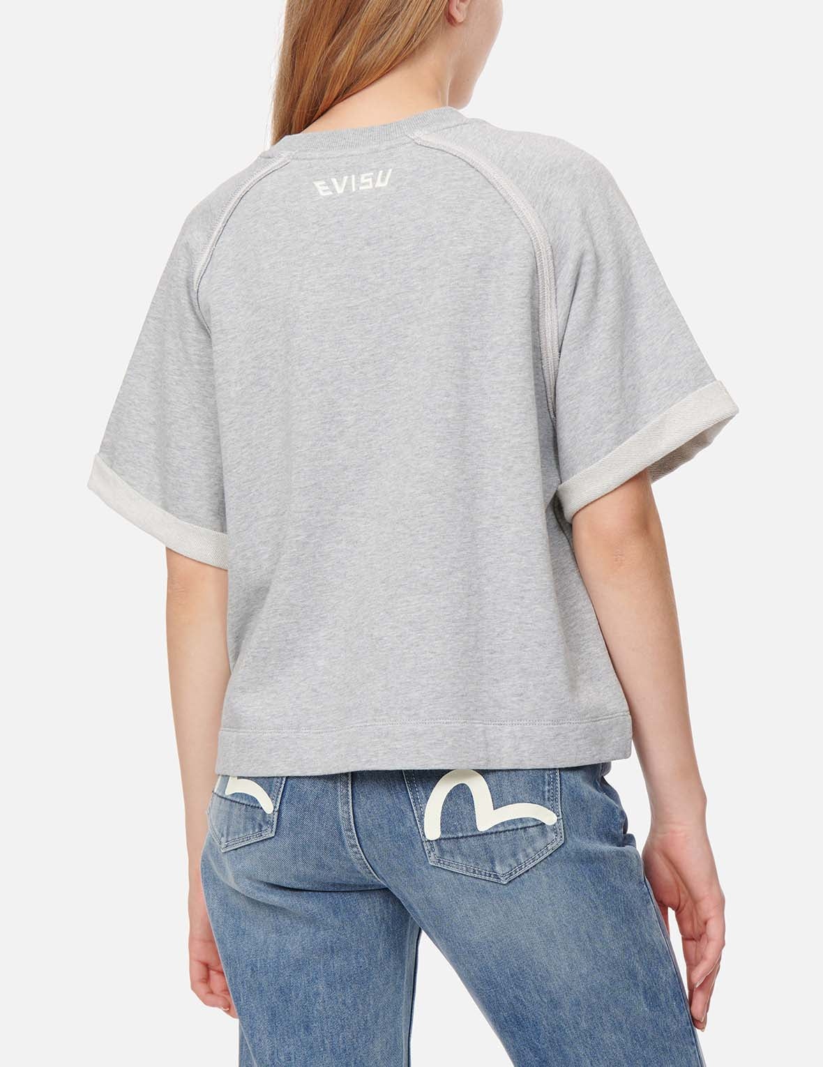 Seagull and Logo Embroidery Cropped Sweatshirt - 3