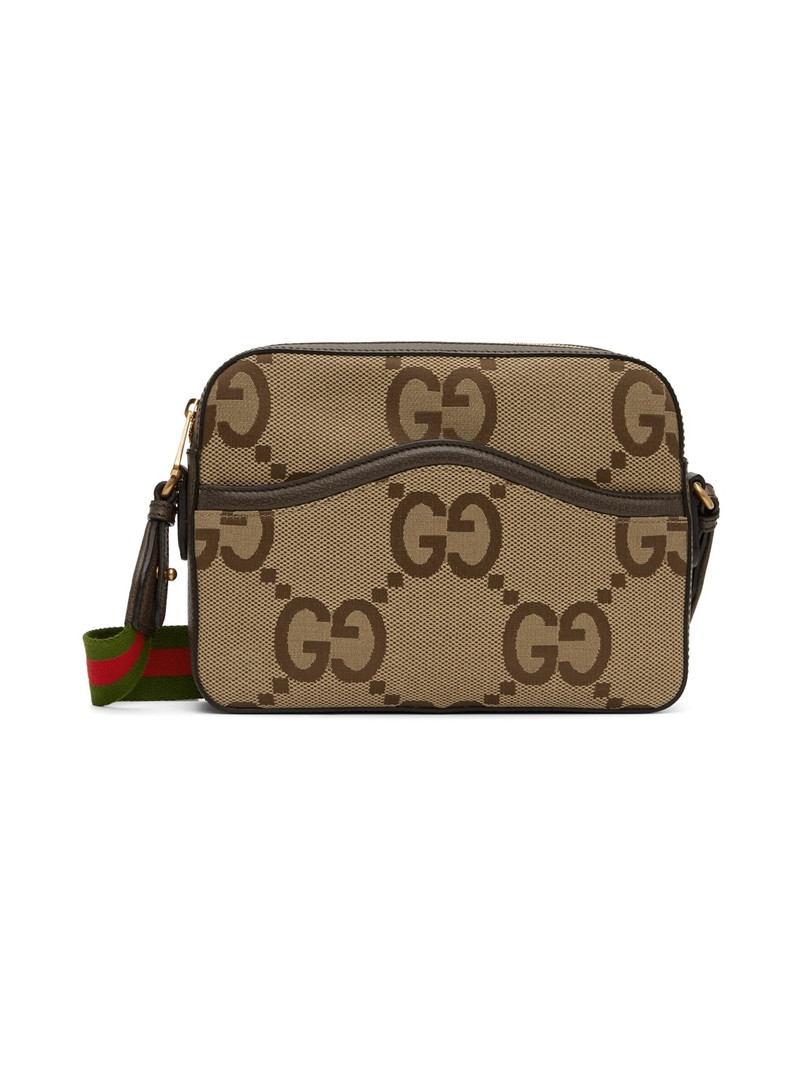 Beige & Brown Jumbo GG Messenger Bag - 1