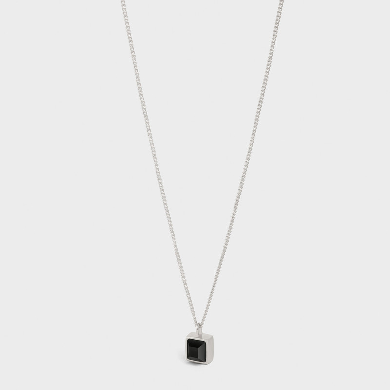 Aiguise Necklace in Sterling Silver with Rhodium finish and Onyx 1