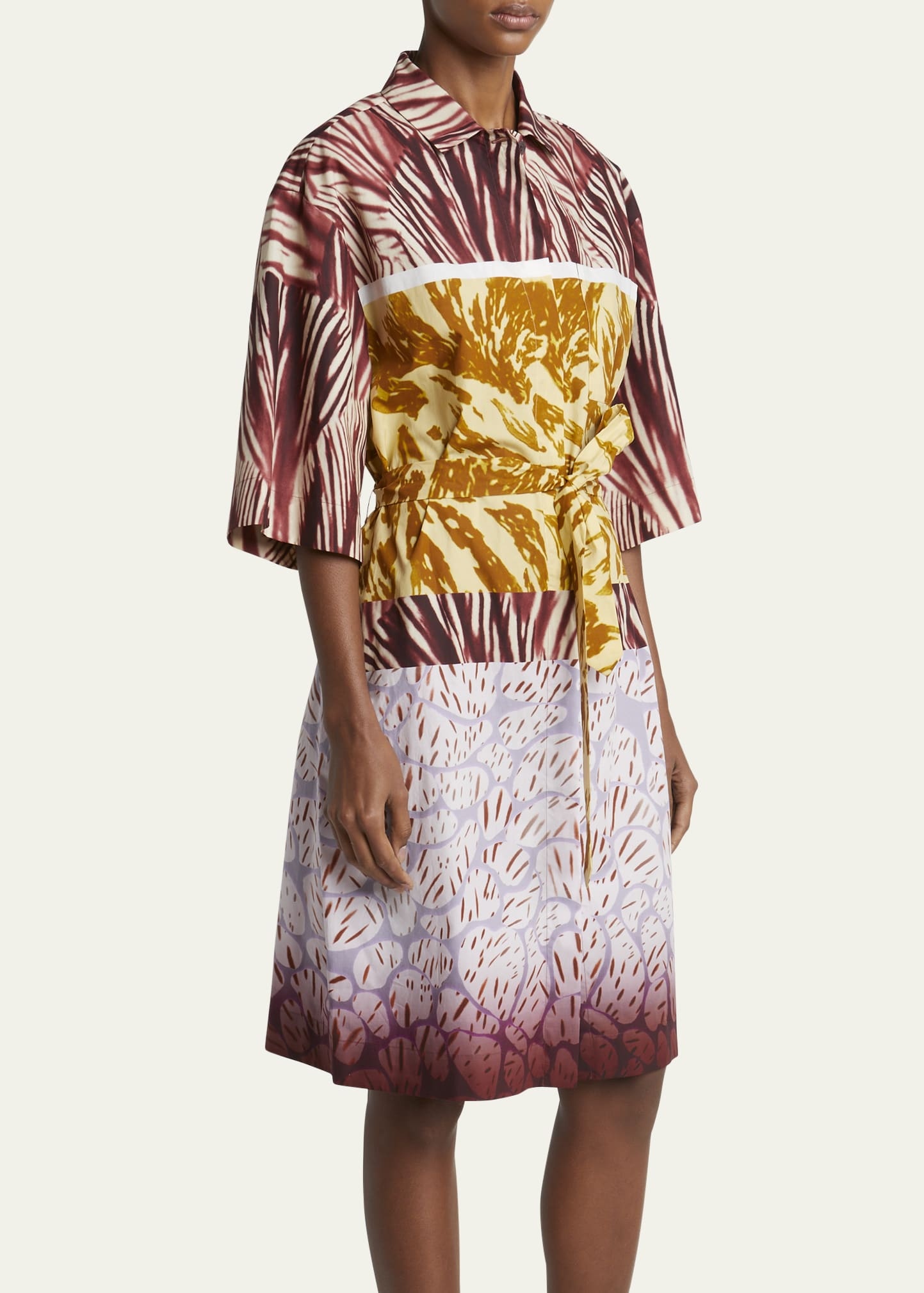Doralia Printed Tie-Belt Shirtdress - 4