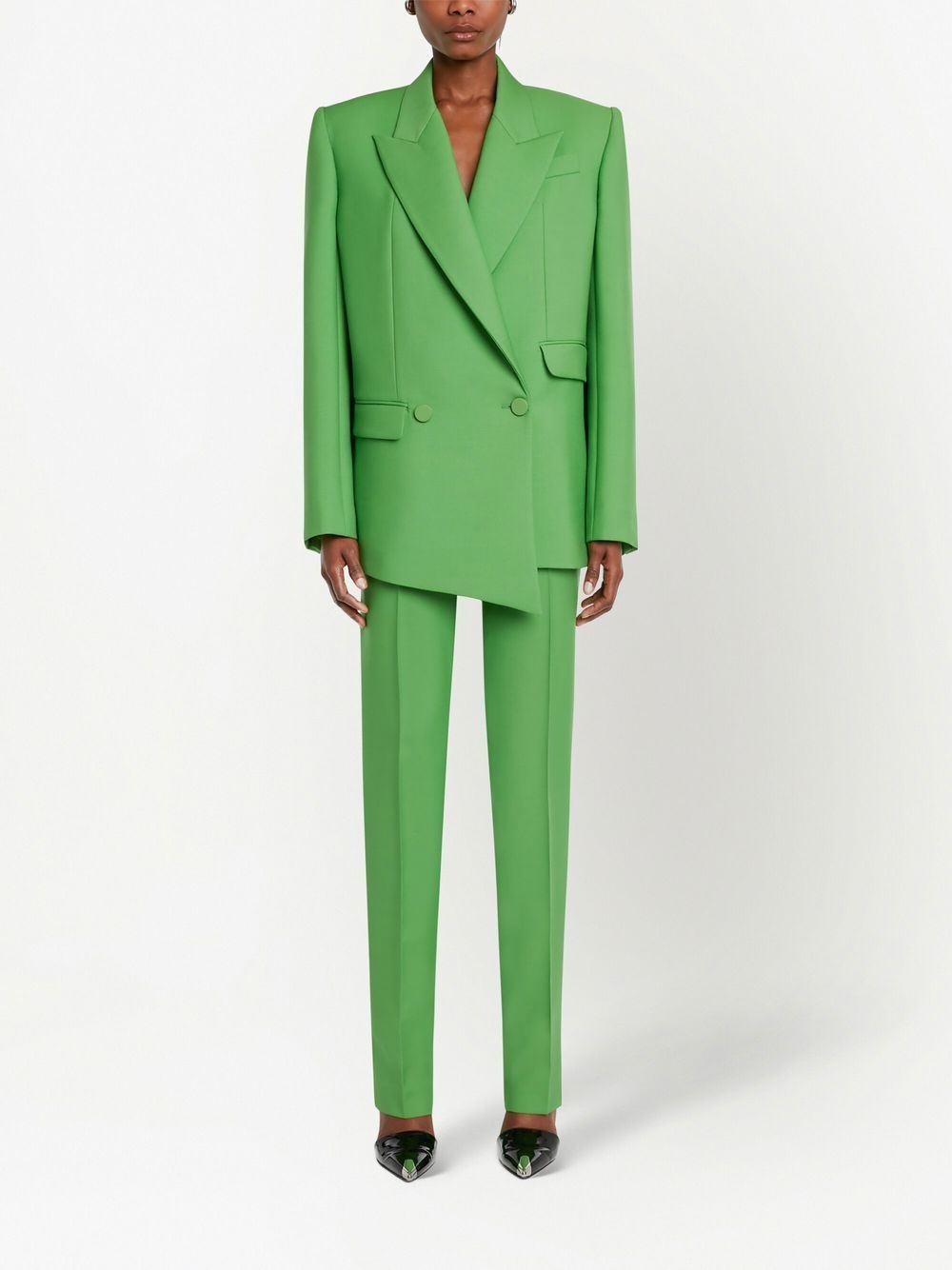 double-breasted drop hem blazer - 2