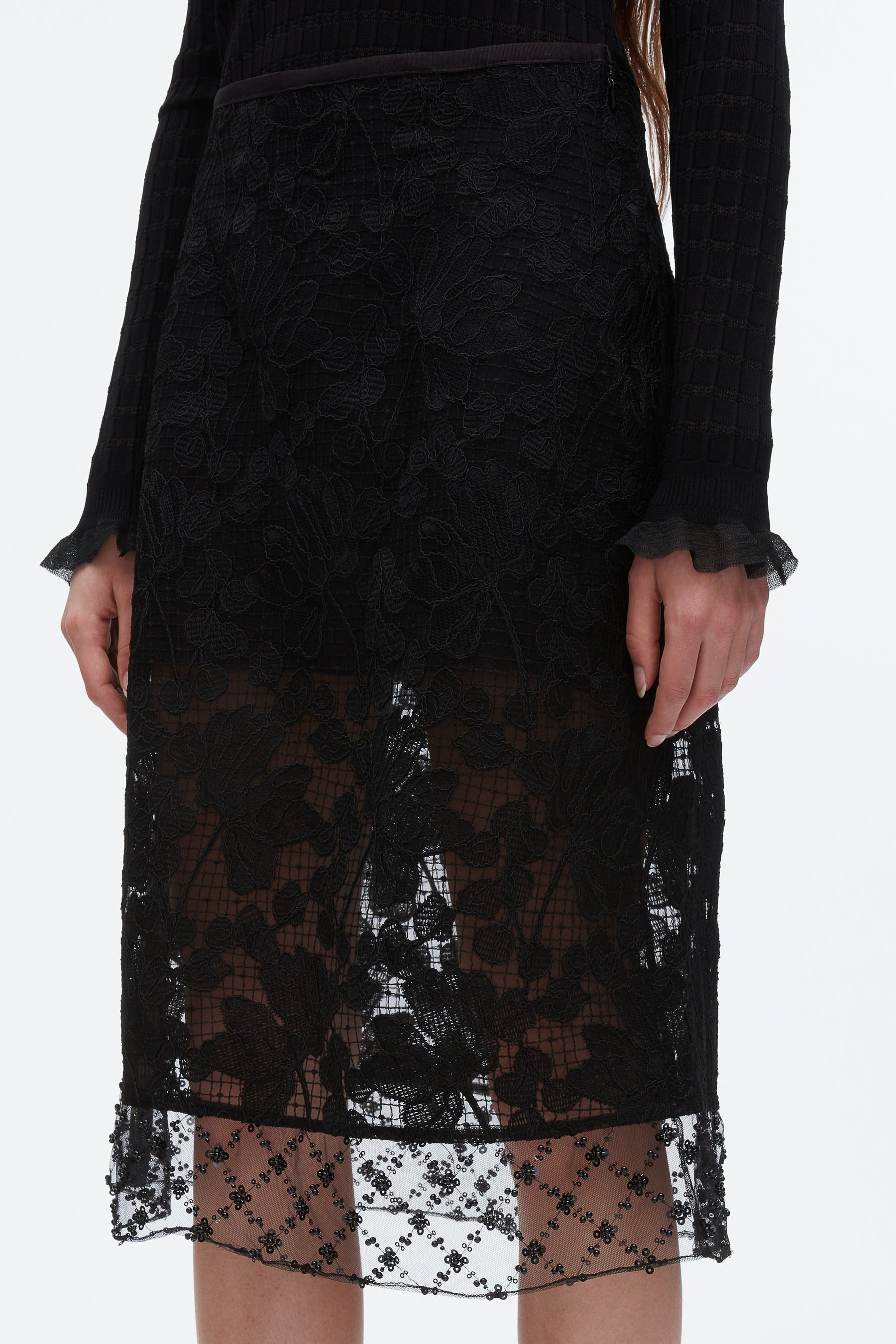 Corded Lace Organza Skirt - 6