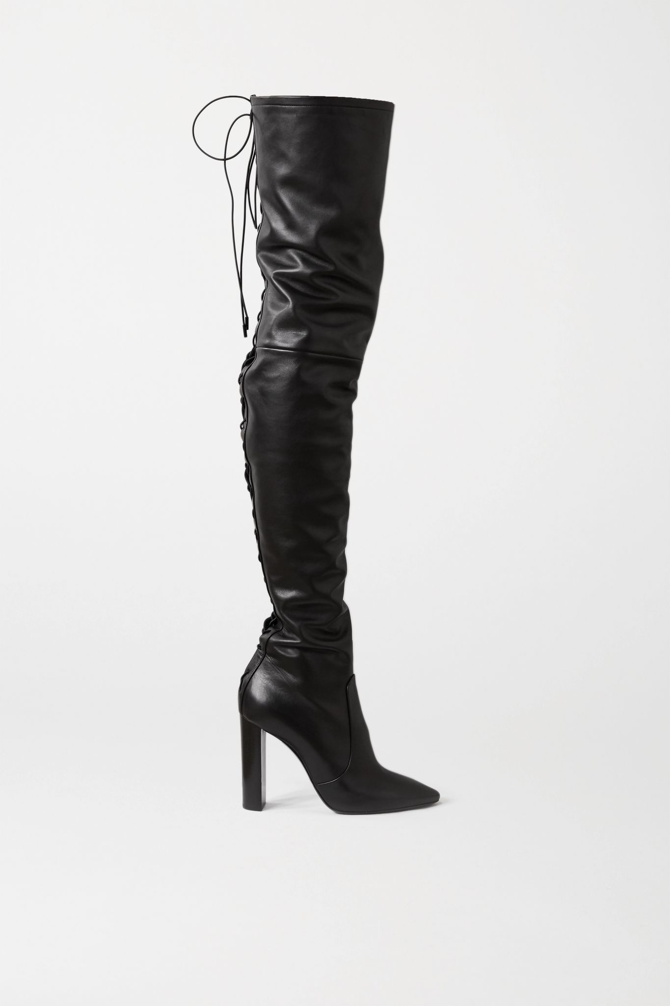 Moon lace-up leather over-the-knee boots - 1