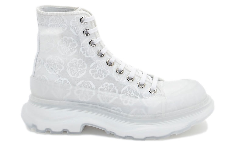 (WMNS) Alexander McQueen Tread Slick Lace Up High Boots 'White Transparent' 658086W4Q329337 - 2