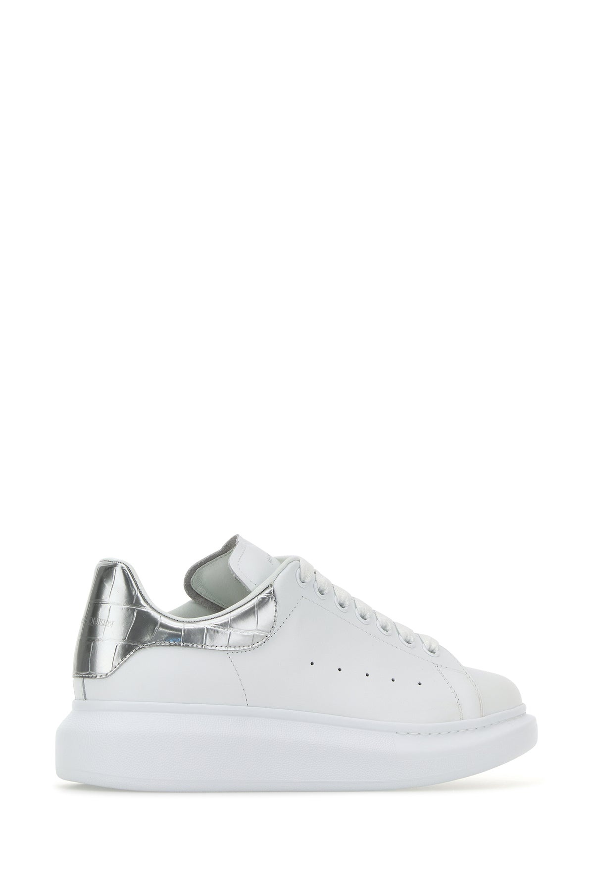 White leather sneakers with silver leather heel - 3
