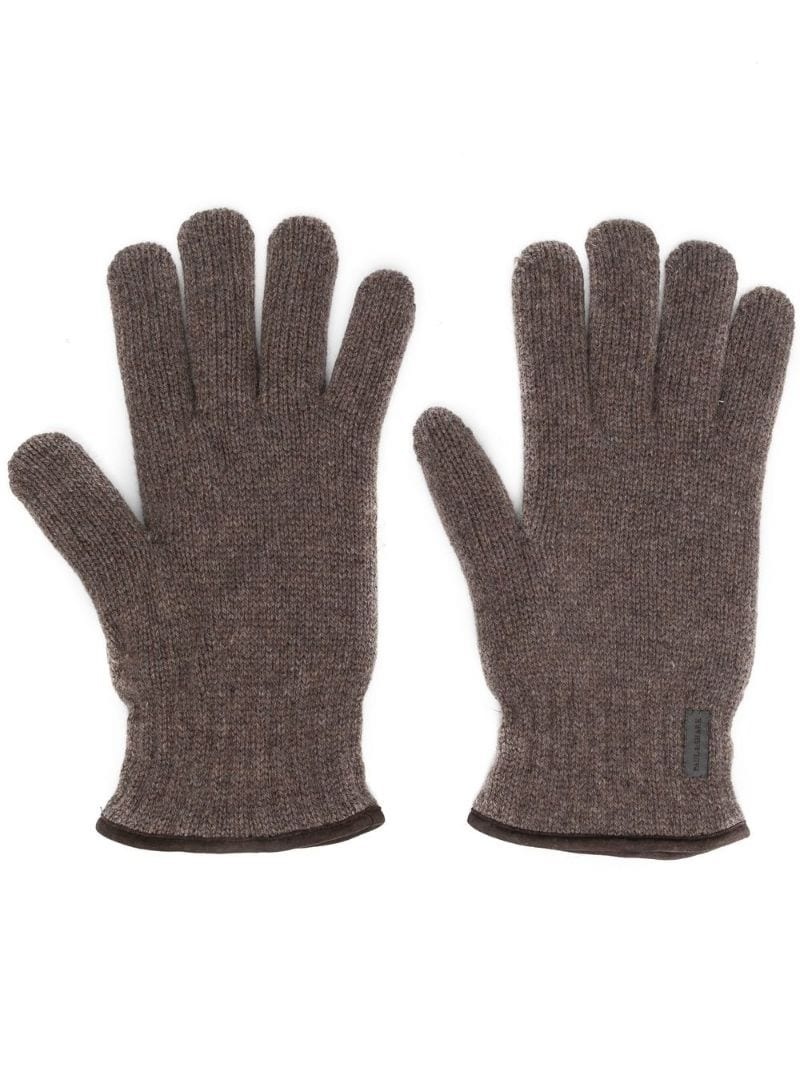 logo-patch wool gloves - 1