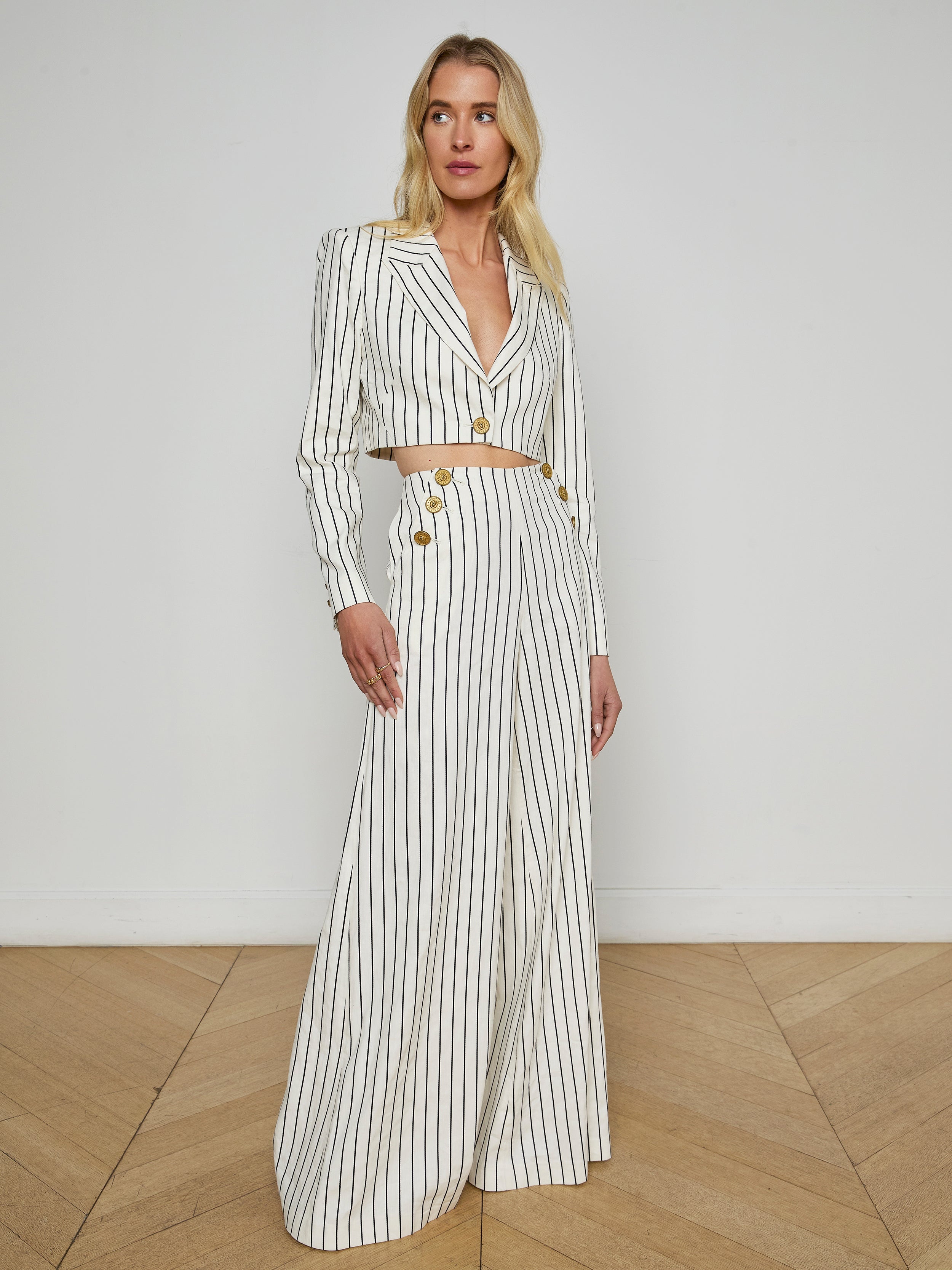 Izzie Striped Cropped Blazer - 8