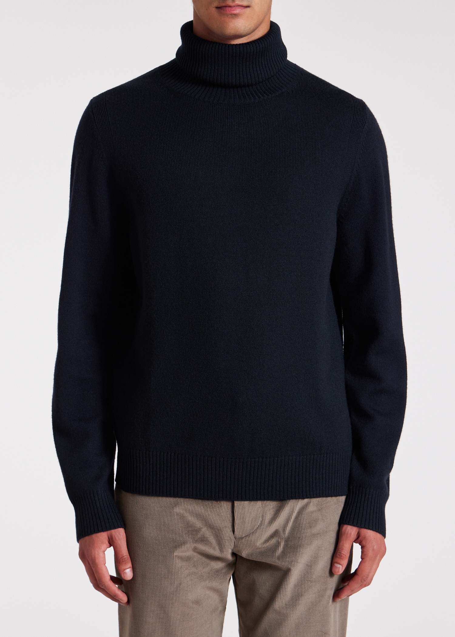 Dark Navy Merino Wool Roll Neck Sweater - 3