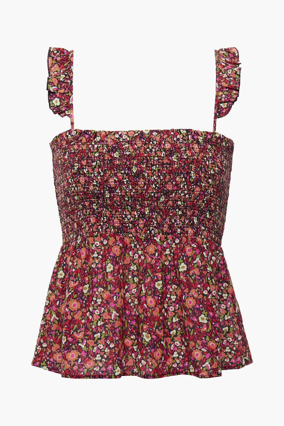 Sweety shirred floral-print crepe top - 1