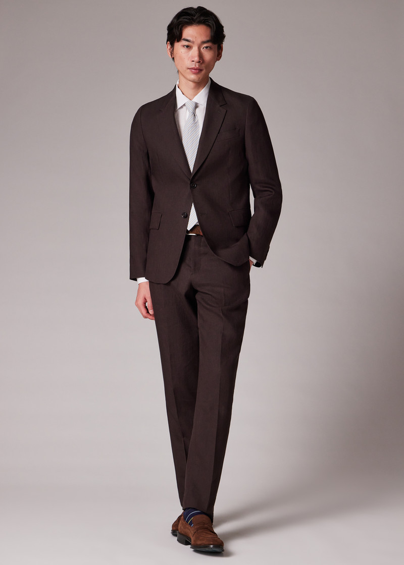 Dark Brown Linen Buggy-Lined Suit 1