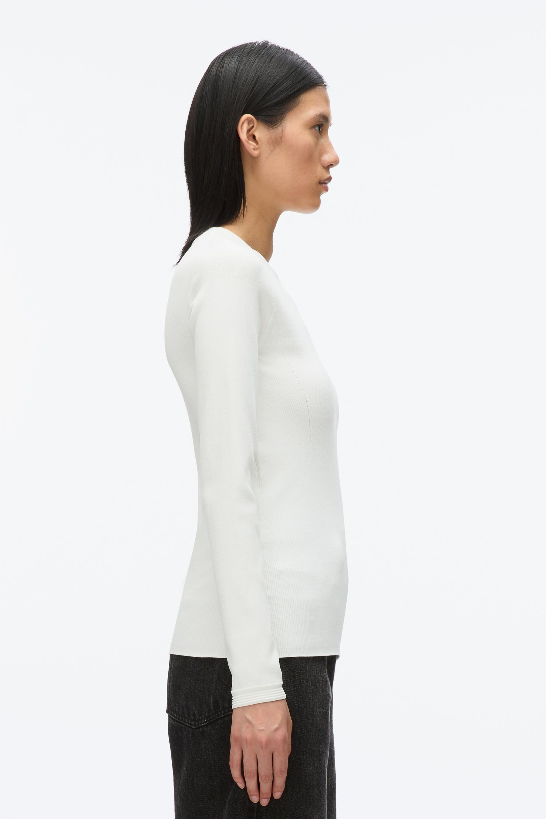 Compact Rib Long Sleeve Tee - 4