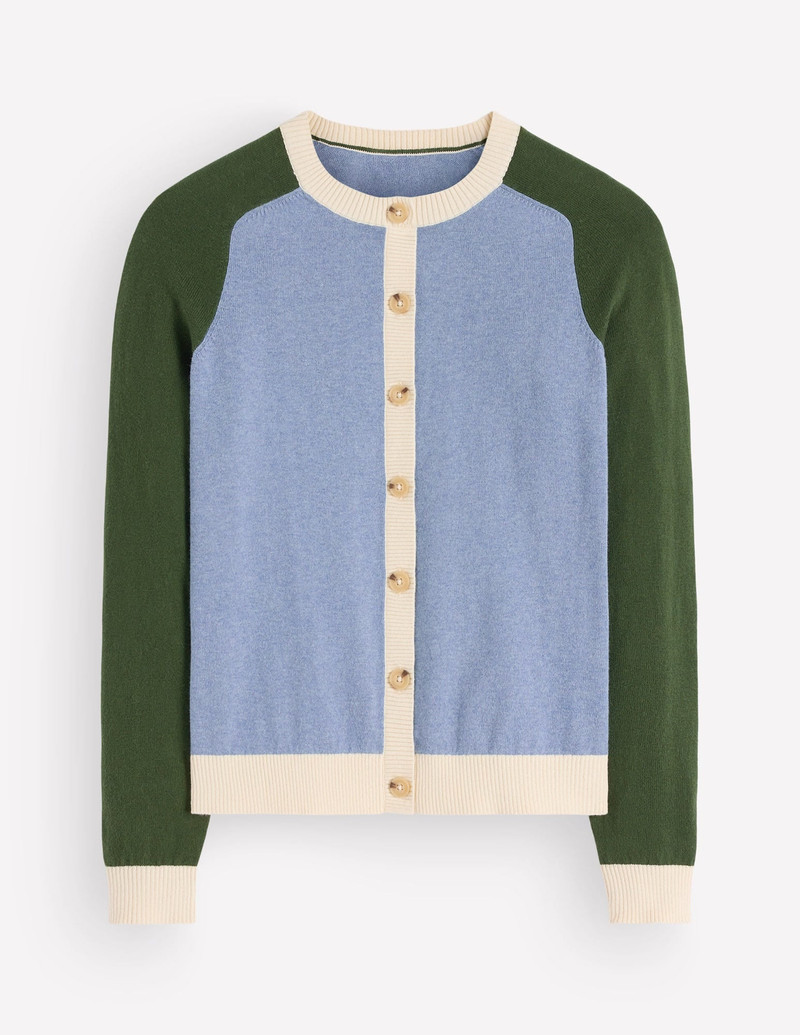 Meg Raglan Sleeve Cardigan-Blue colour block - 1