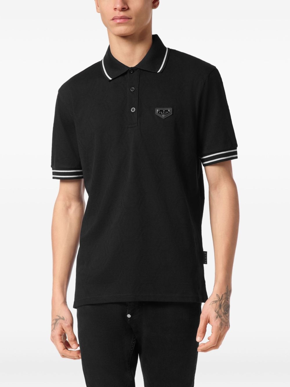 logo-plaque polo shirt - 3