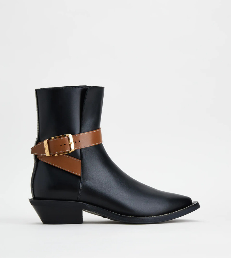 ANKLE BOOTS IN LEATHER - BLACK - 1