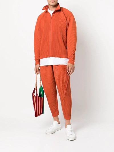 ISSEY MIYAKE high-neck plissé zip jacket outlook