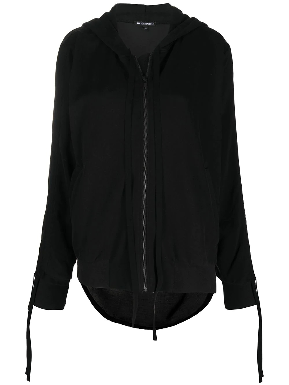 asymmetric hem knit hoodie - 1