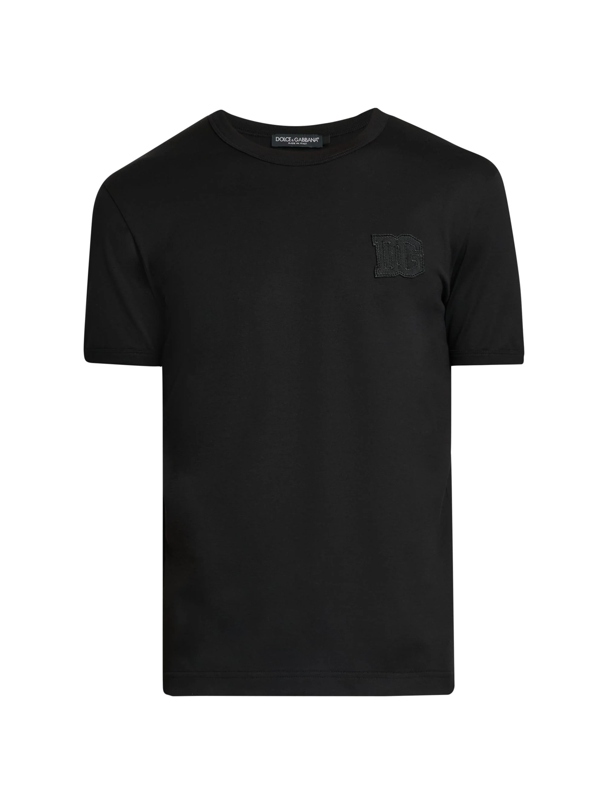 Men's DG Patch Cotton Crewneck T-Shirt - Nero - 1