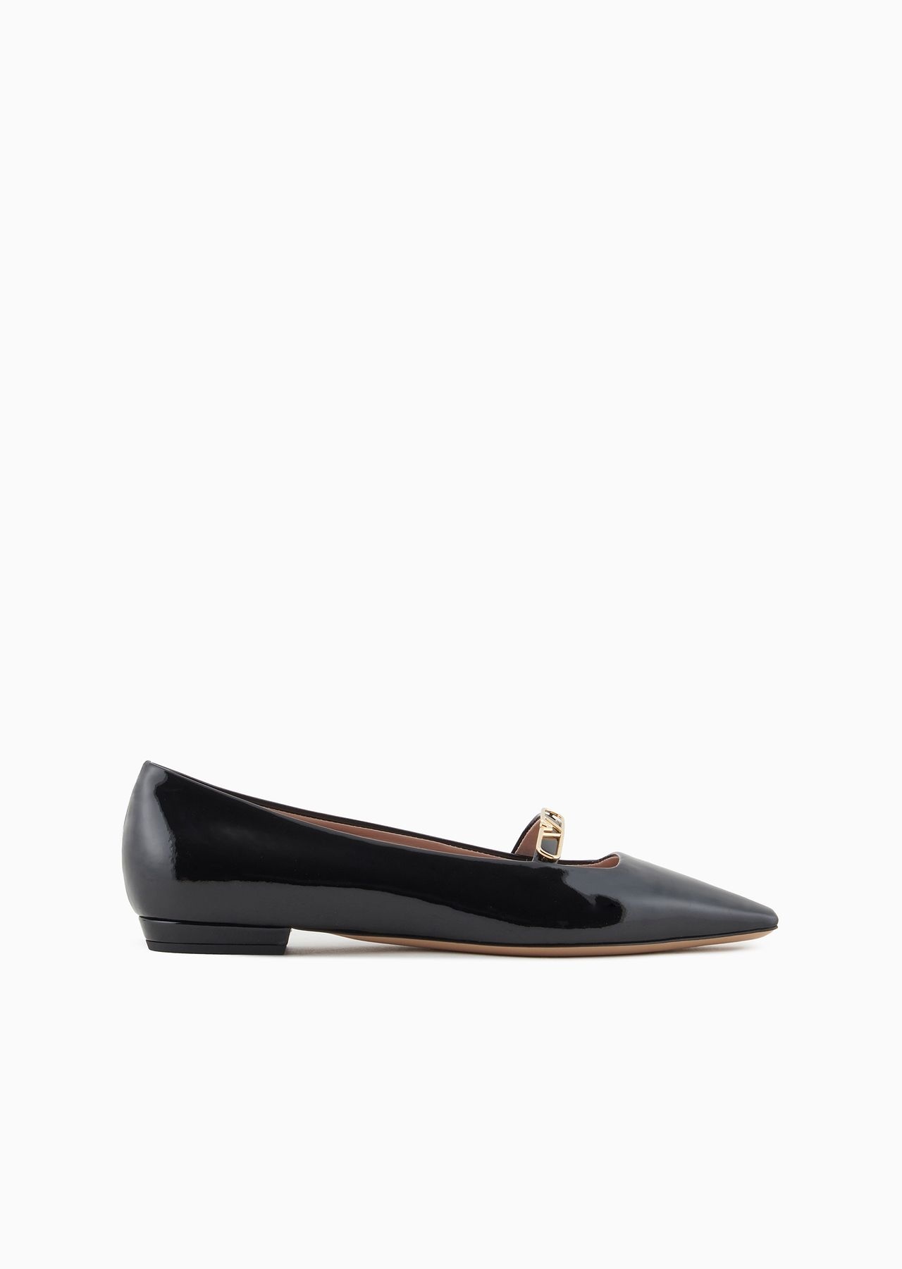 Pointed-toe ballerinas in patent leather with an eagle plate - 1