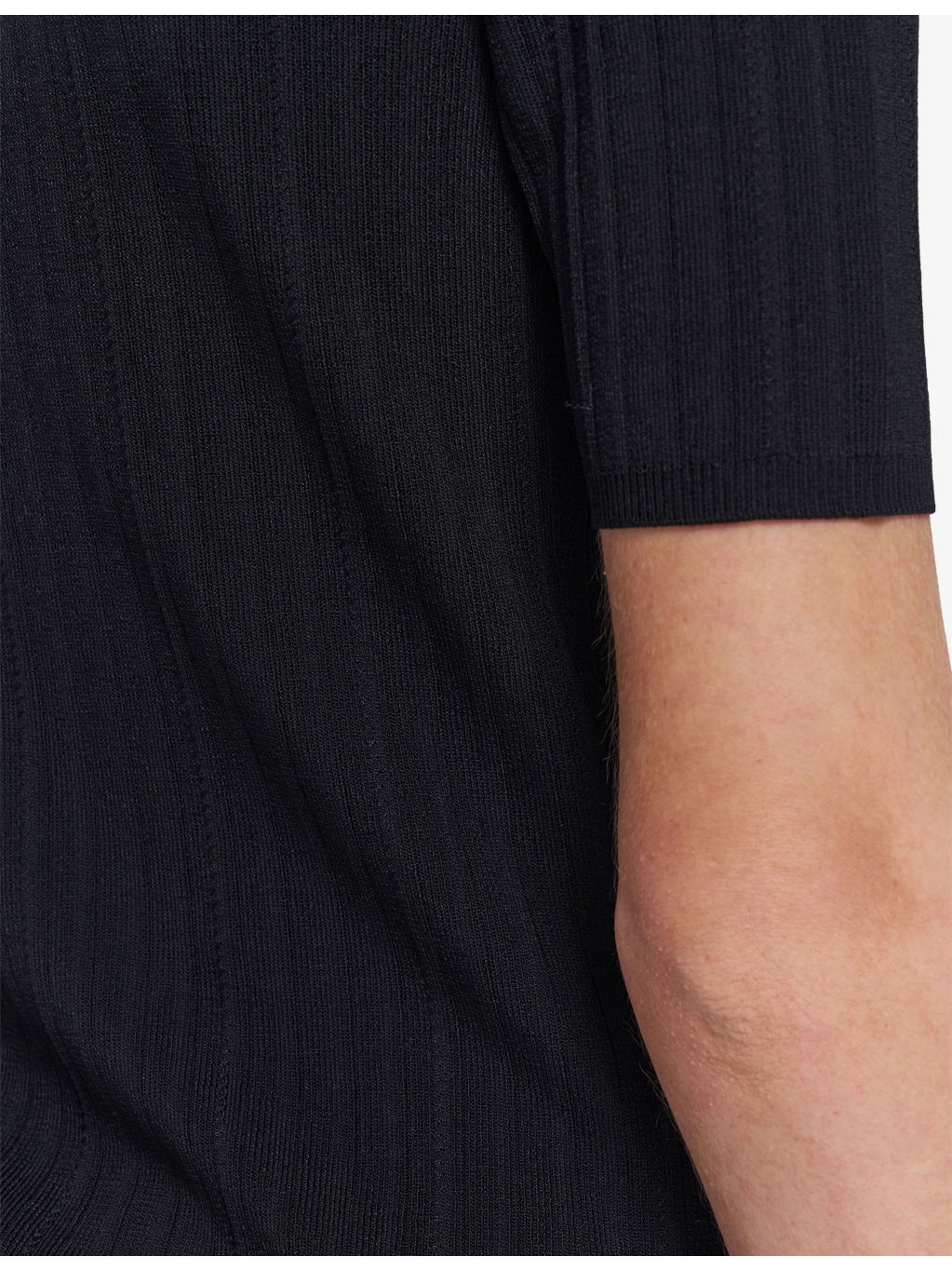 Ribbed V-Neck Knitted Polo Top - 5