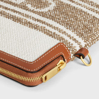 CELINE SMALL POUCH WITH STRAP in STRIPED TEXTILE WITH CELINE JACQUARD |  REVERSIBLE
