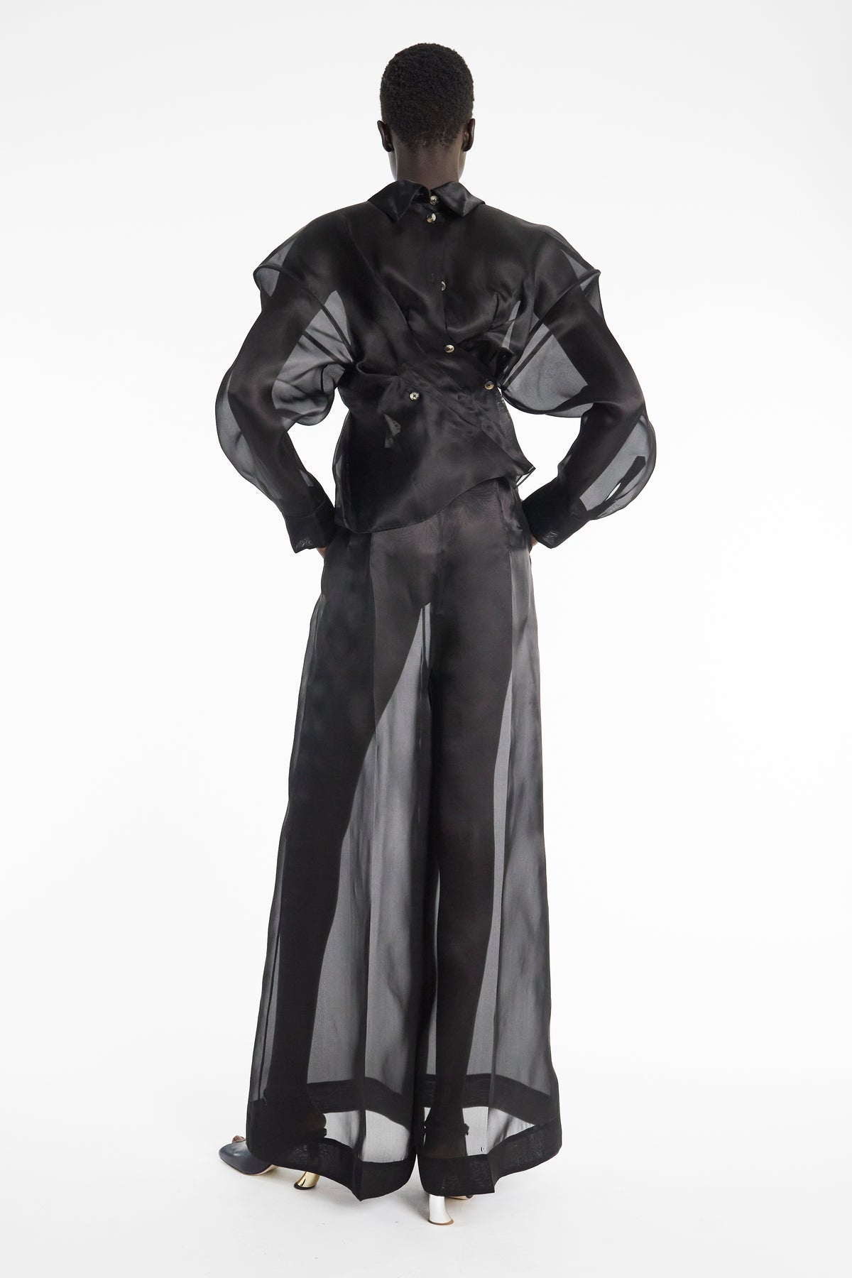 ORGANZA TWISTED SHIRT BLACK - 4