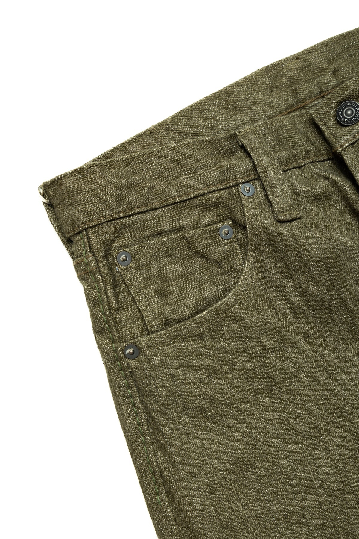OL-14oz-019 14oz Olive Selvedge Denim Relax Tapered - 9