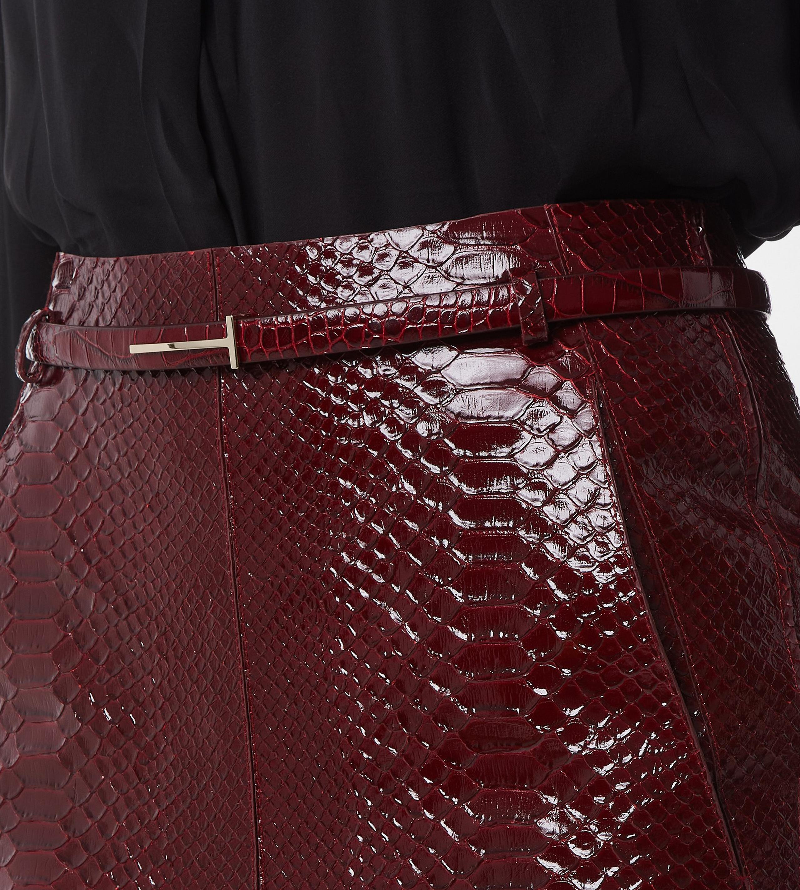 SHINY STAMPED CROCODILE LEATHER SLIM T BELT - 3