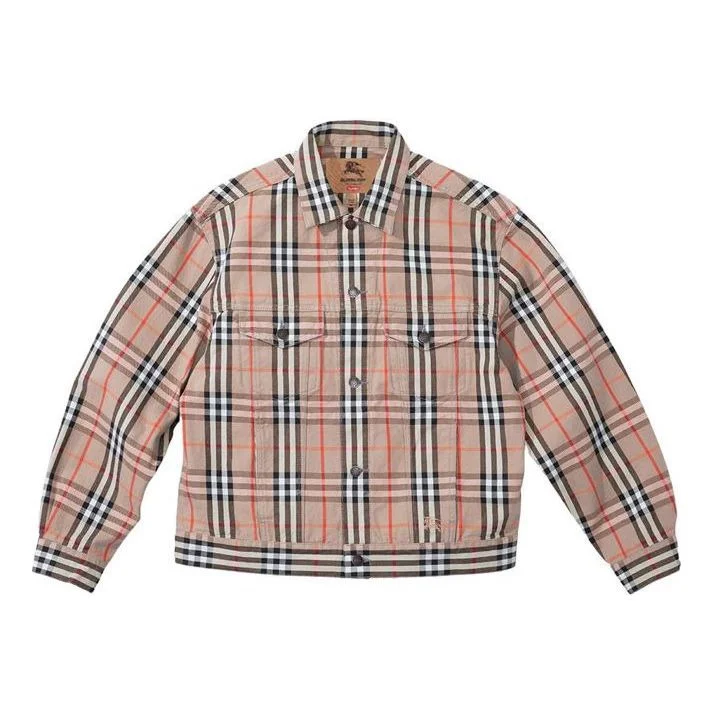 Supreme x Burberry Denim Trucker Jacket 'Tan Black White' SUP-SS22-128 - 1