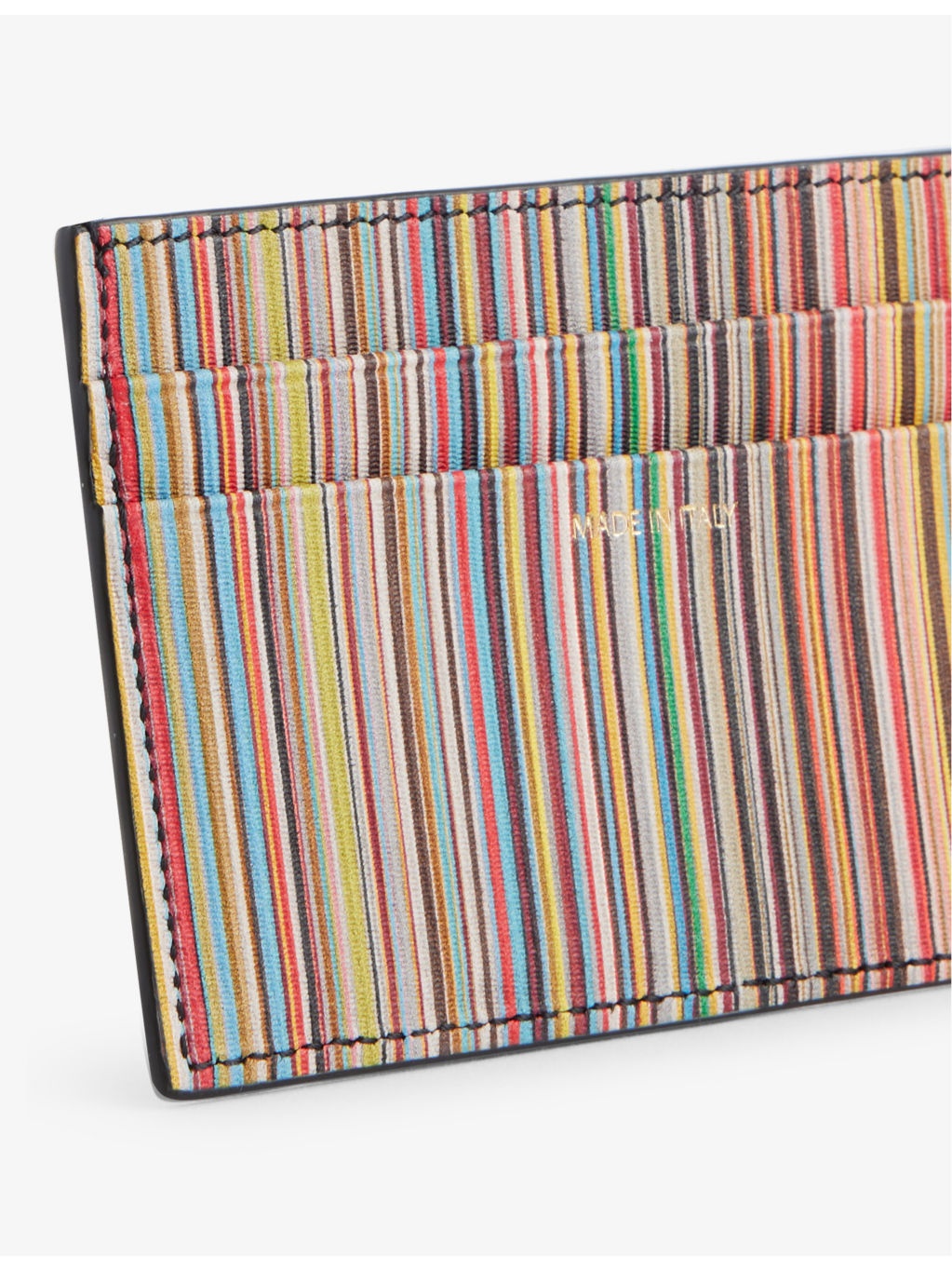 Signature stripe grained leather card holder - 2