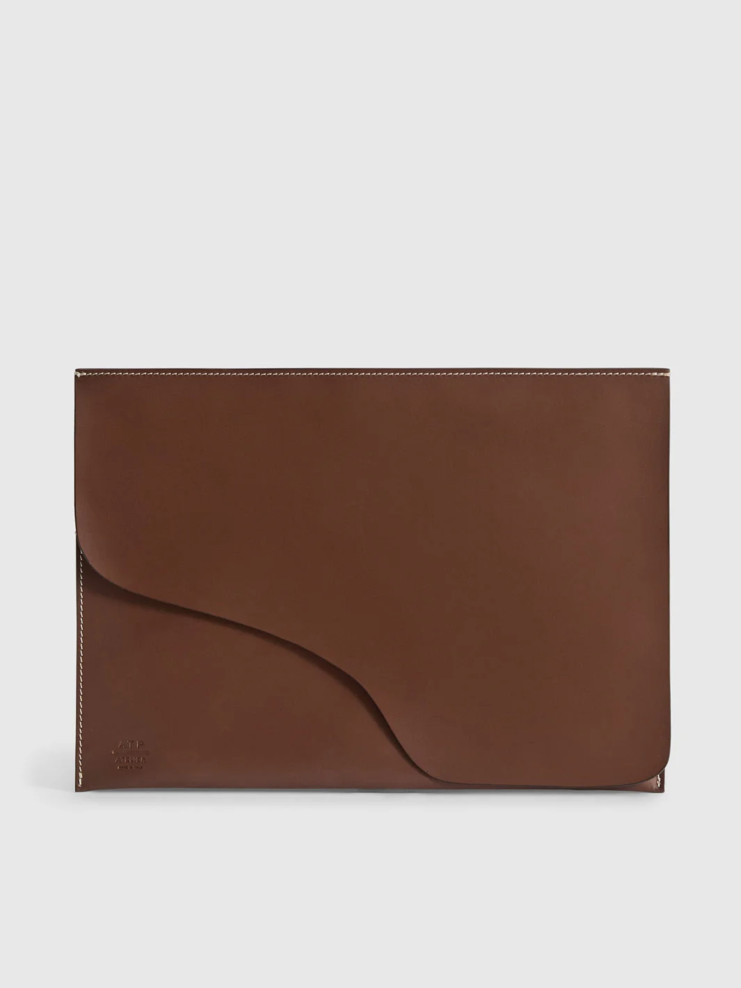 Sardegna Media Cannella/Contrast Stitch Leather Laptop case - 1