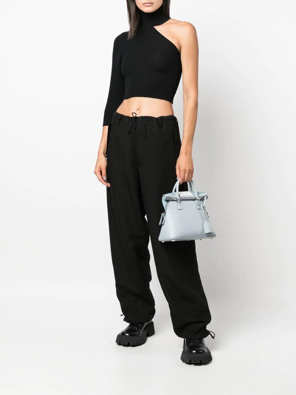 straight-leg drawstring cuff trousers - 3