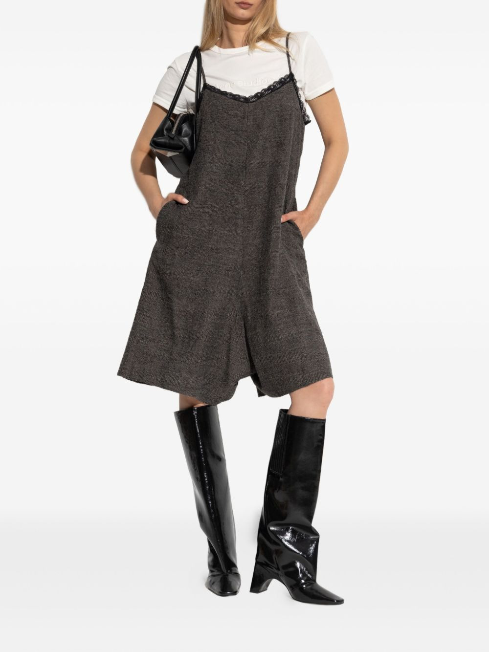 lace-trimmed wool playsuit - 2
