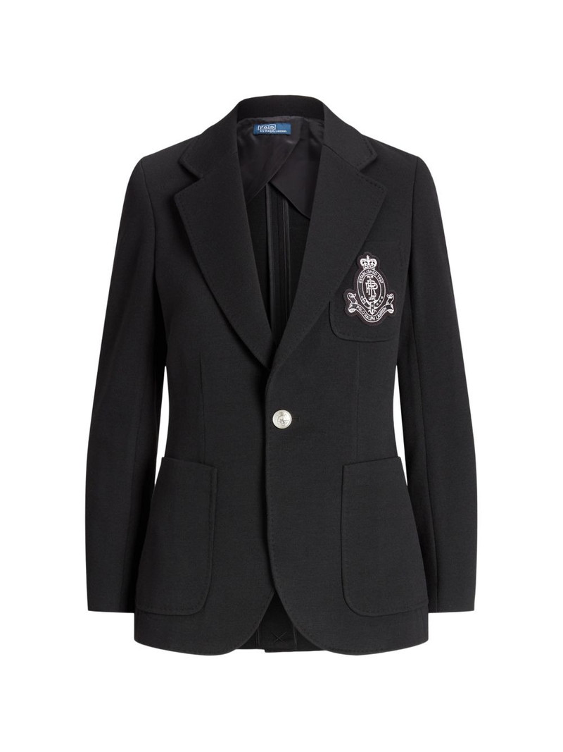 logo-appliqué cotton blazer 1