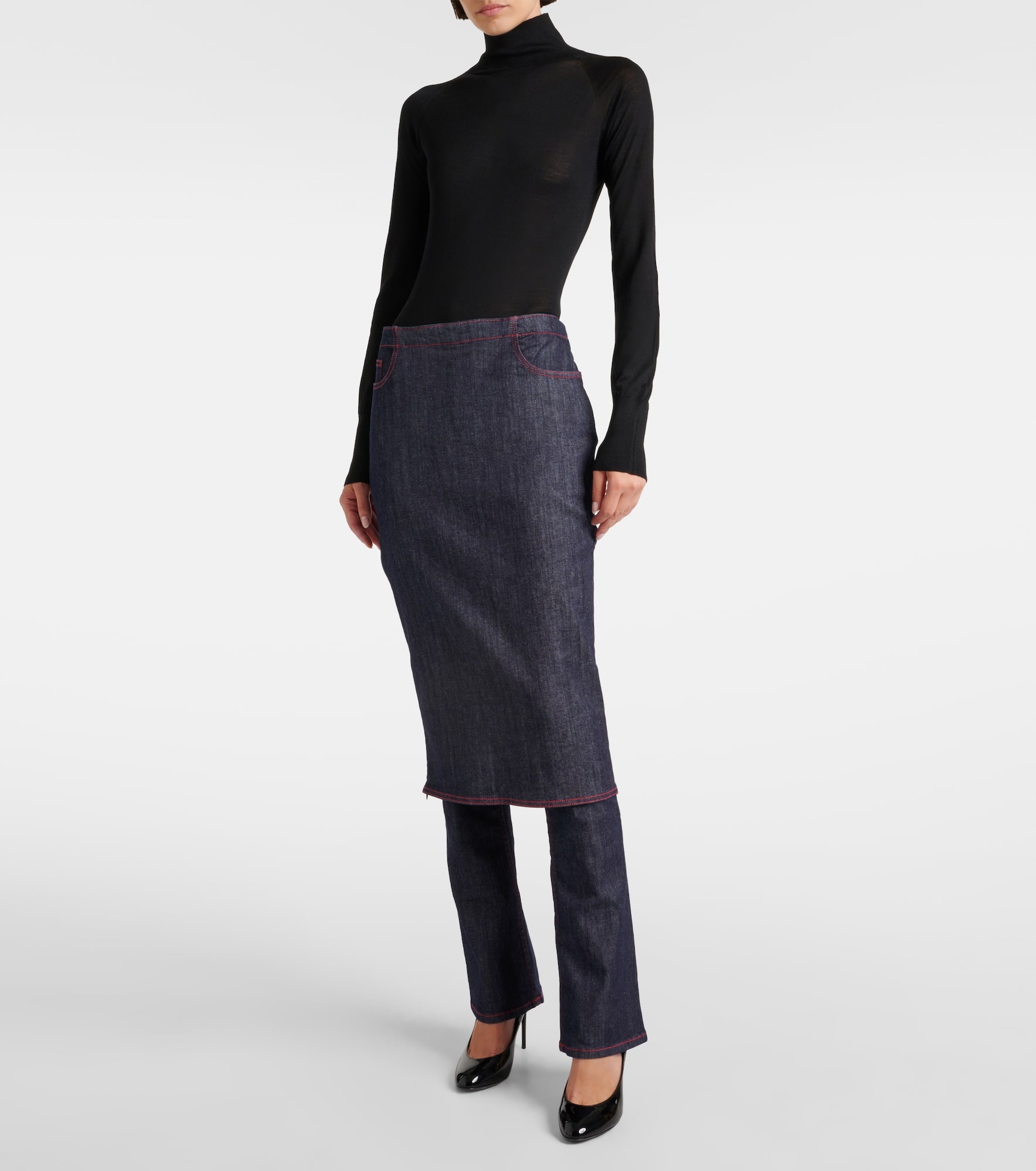 Denim skirt pants - 2