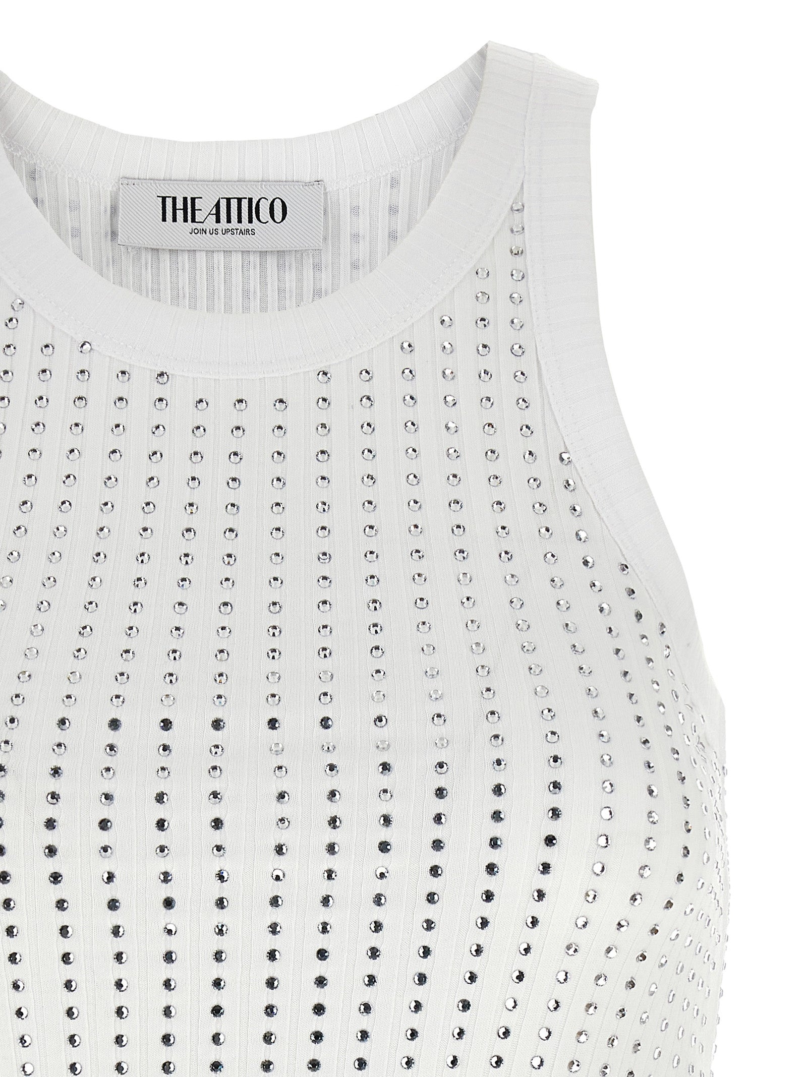 Rhinestone Top Tops White - 3