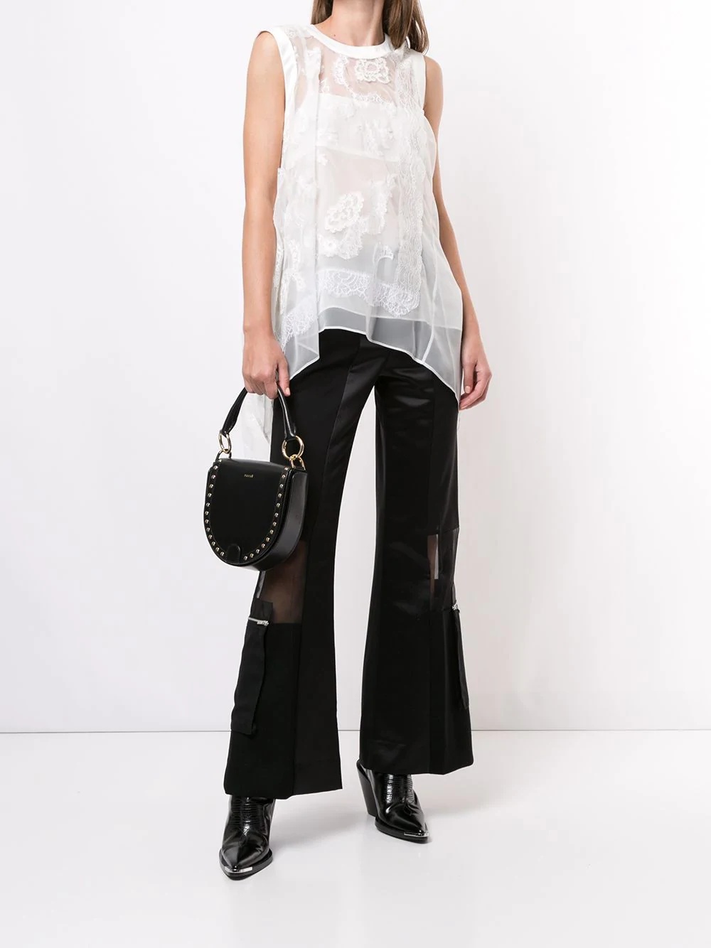 sheer panel trousers - 2