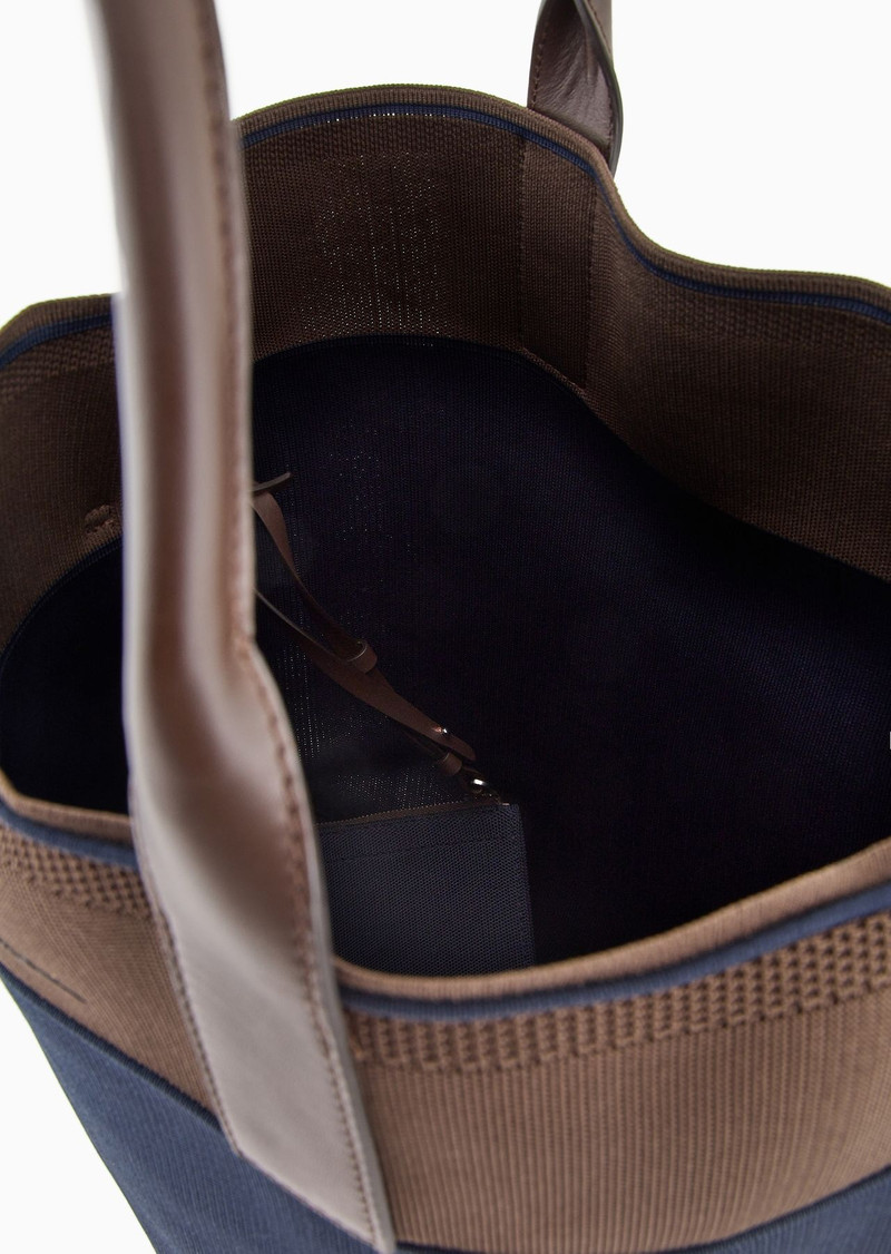 Tricot knit and leather shopper bag 4