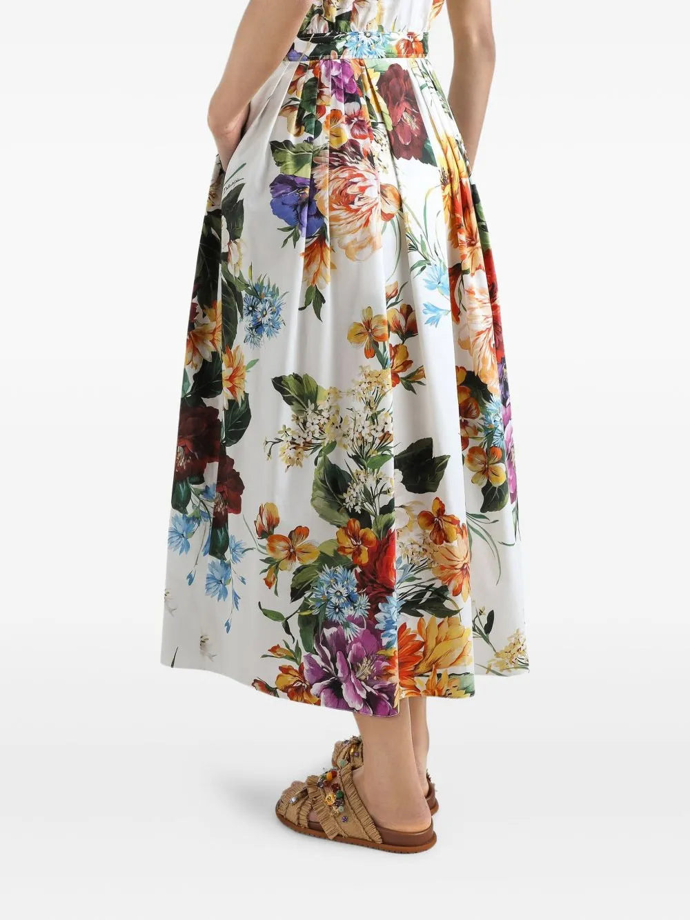 Dolce & Gabbana Women Poplin Midi Dress With Floral Bouquet Print - 4