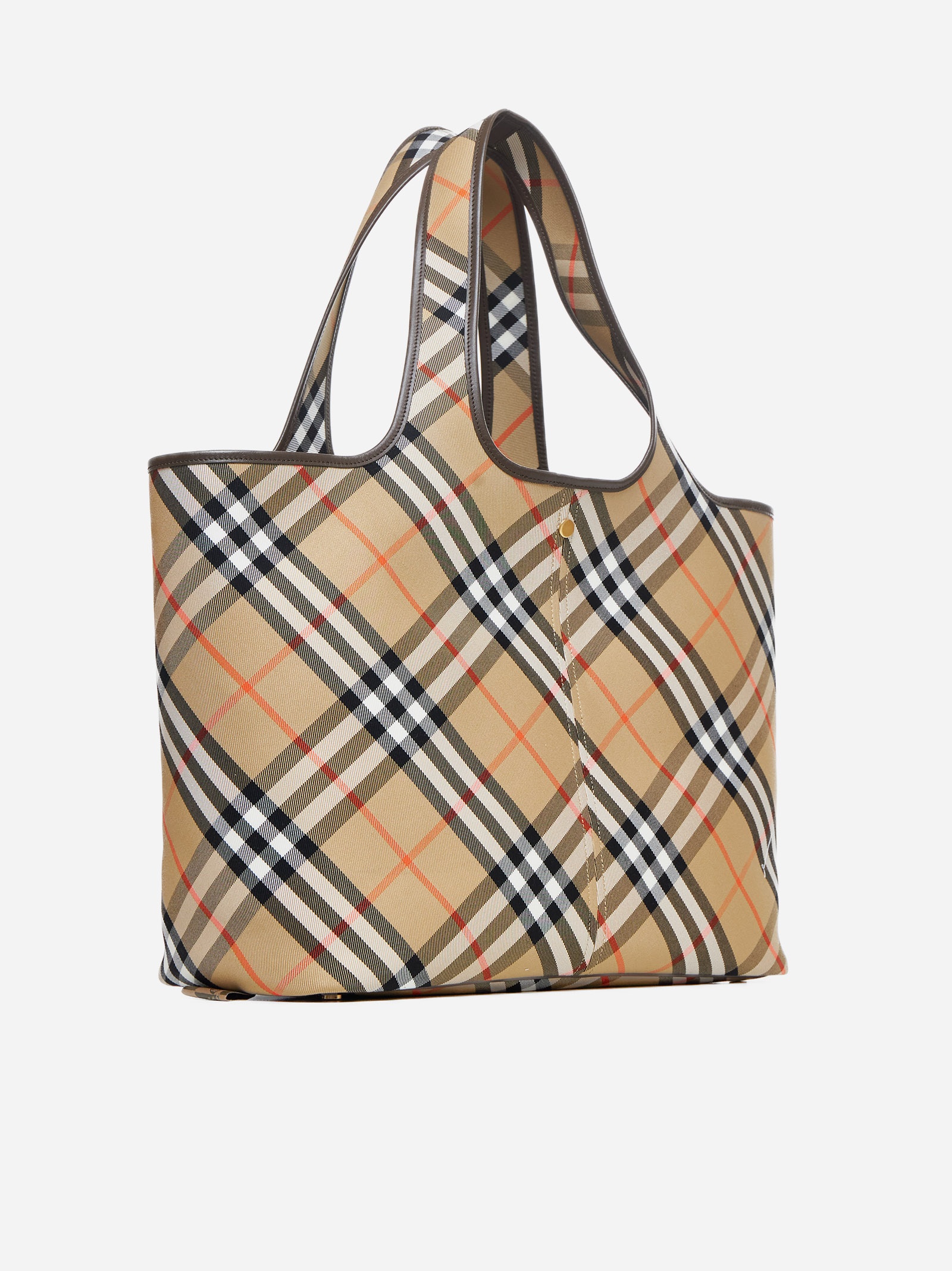 Check canvas medium tote bag - 4