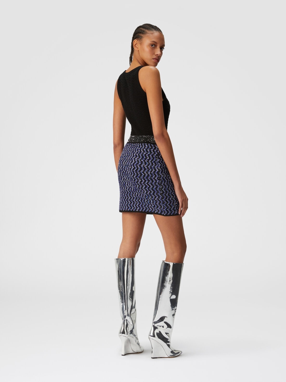 Miniskirt with lamé embossed zigzag - 3