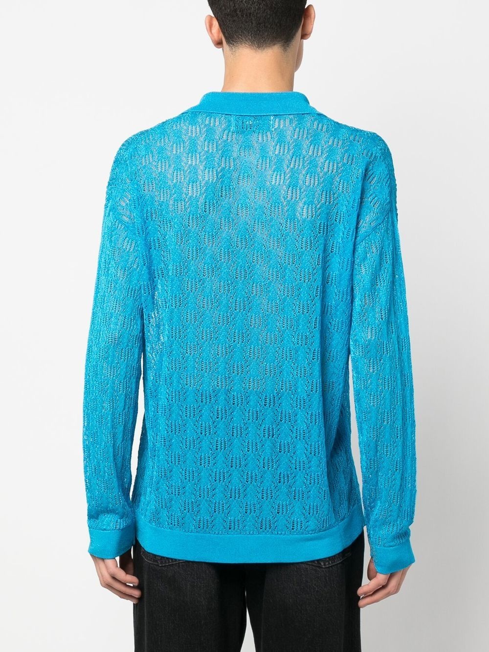 pointelle-knit polo shirt - 4