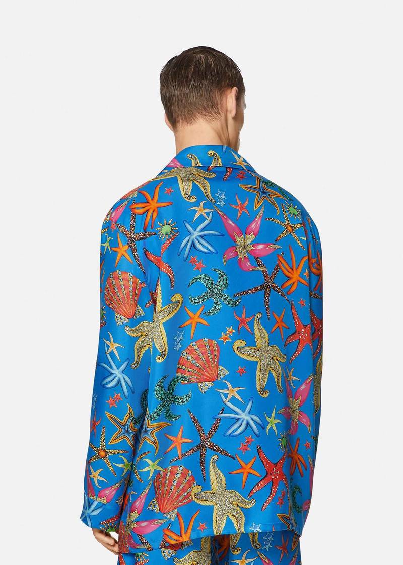 Trésor de la Mer Print Silk Pajama Shirt 3